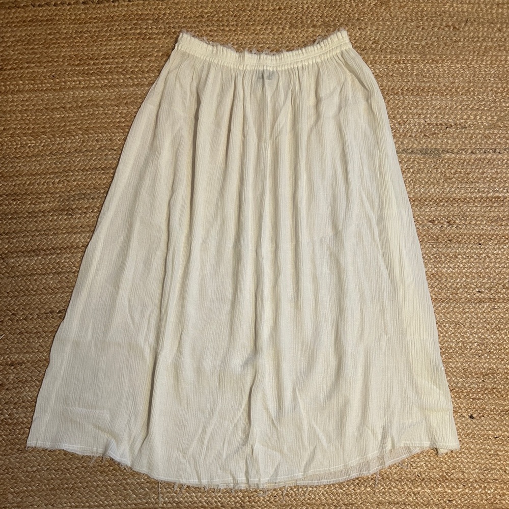ZARA Ivory Textured Semi-Sheer Maxi Skirt